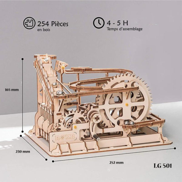 Différents parcours à billes en bois